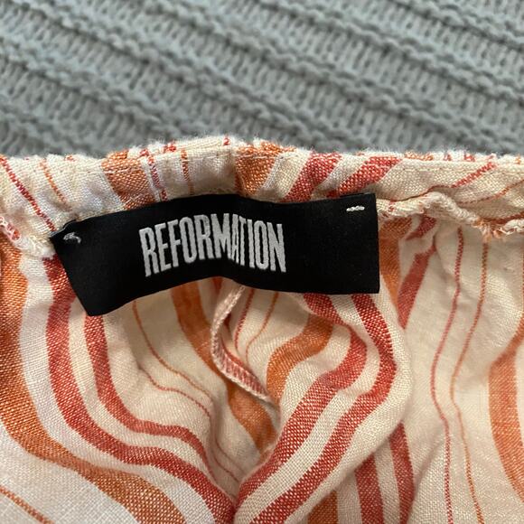 Reformation Linen Midi Dress Drop Back Women's Size XL Beach Lounge Natural - Picture 7 of 8